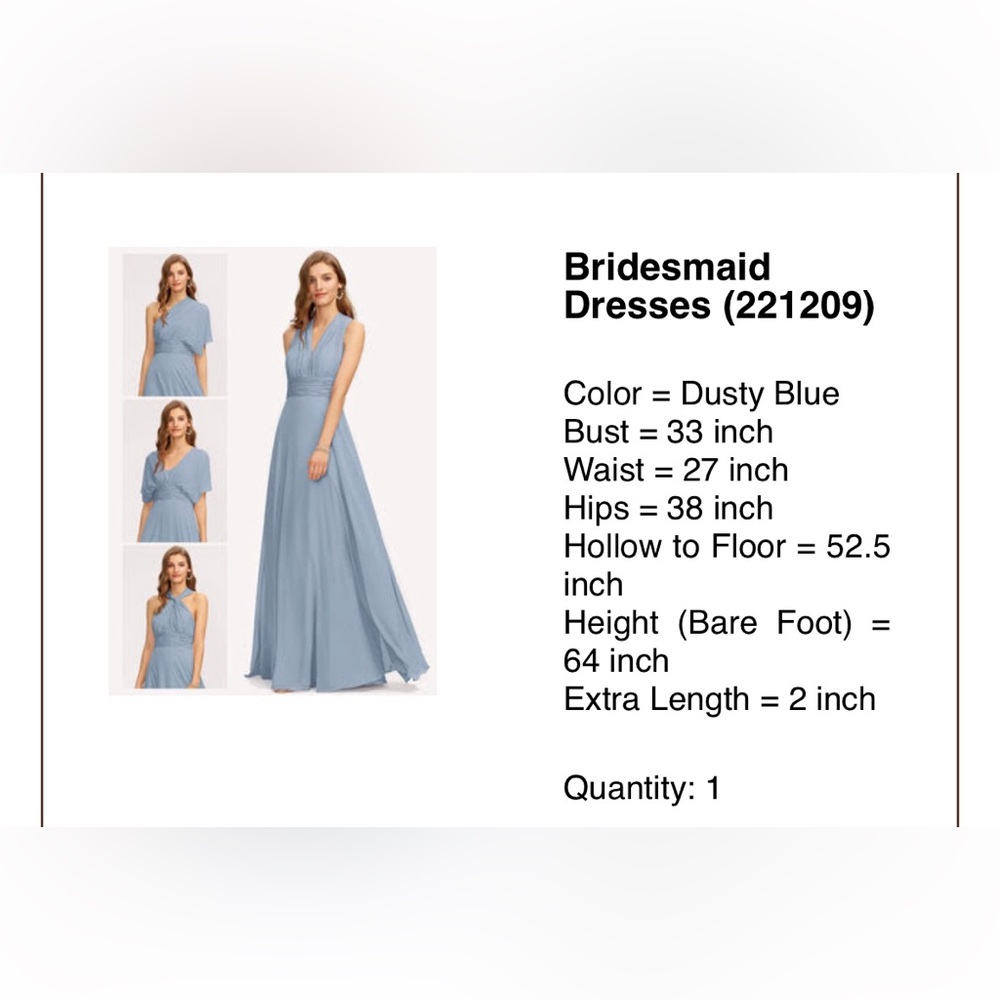 Elegant Dusty Blue Bridesmaid Dress